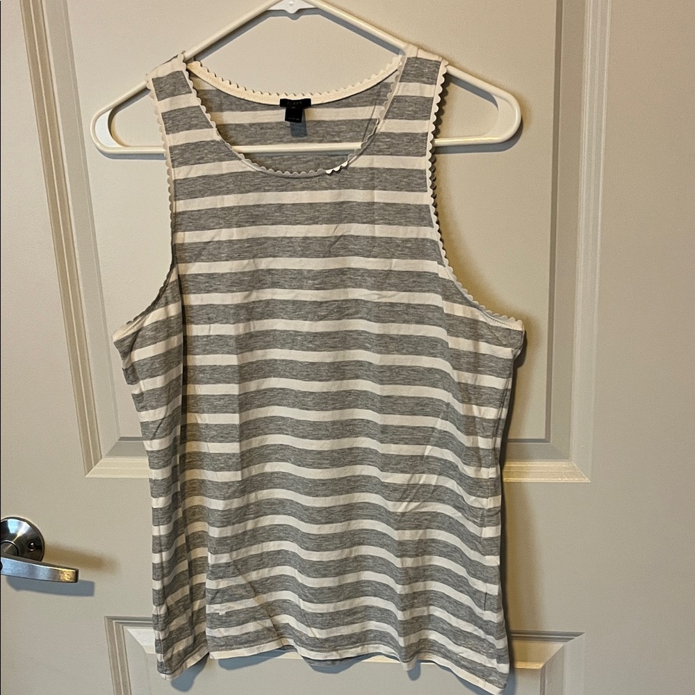 Striped Gray & White J Crew Tank Top